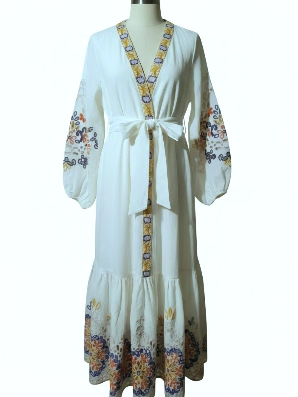 Kobi Halperin Sibel Embroidered Eyelet Linen Midi Shirt Dress - Boho Chic